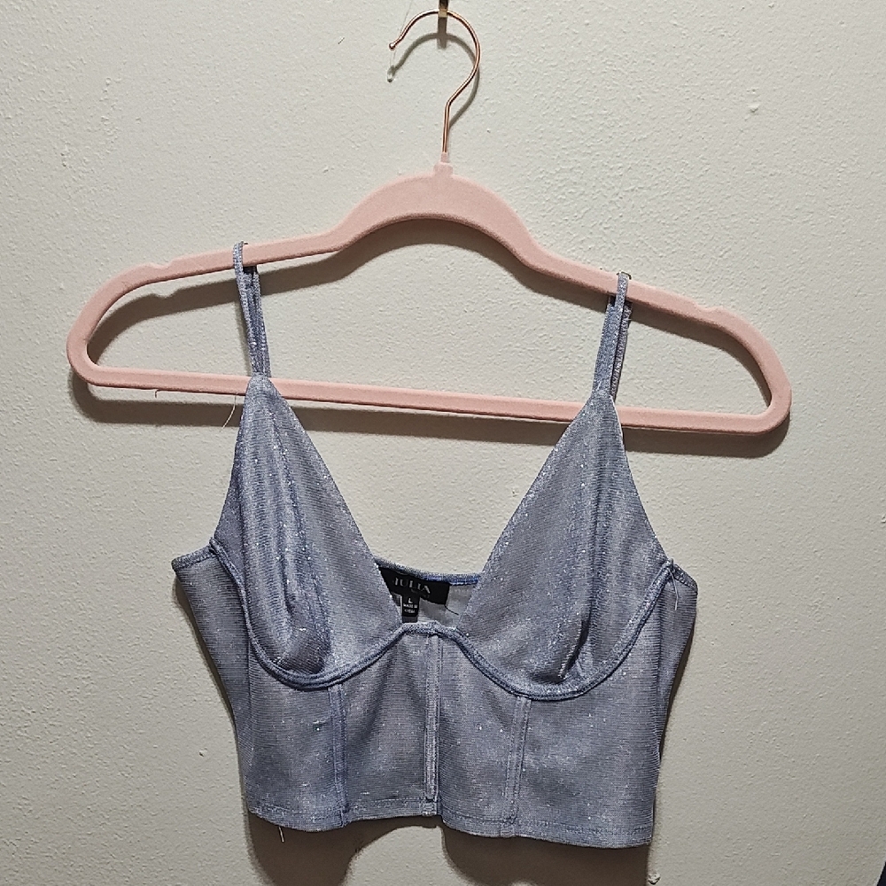 Blue Glittery Women's Crop Top